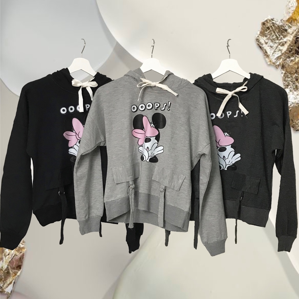 Sweeter Hoodie Wanita Minnie bahan catton baby terry premium