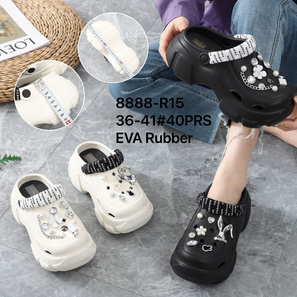 Sandal Jelly Wanita Slip On Youth Balance Korean Style Motif Pernak Pernik Lucu Sandal Karet 8888-R1