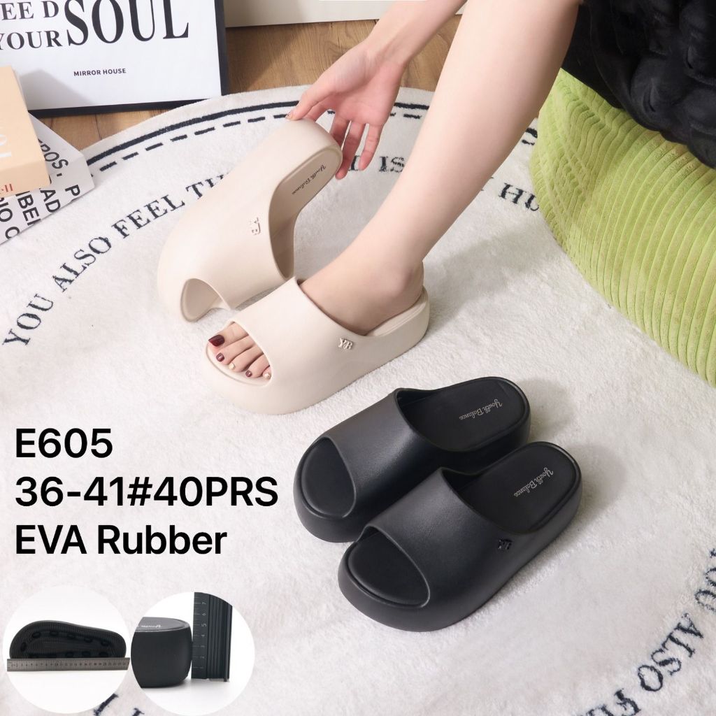 Sandal Kekinian Wanita Youth Balance Motif Polos Hak Tinggi Sandal Jelly 605