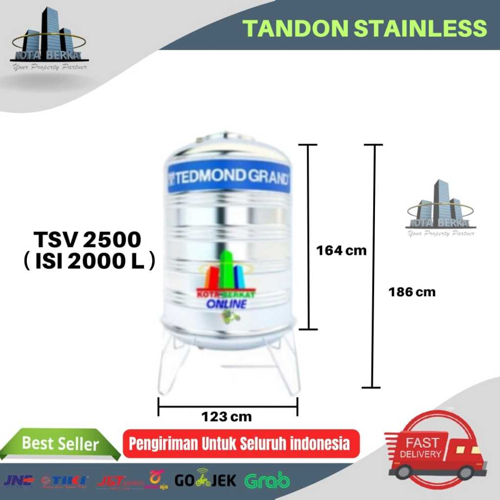 TANDON/ TANGKI AIR STAINLESS TEDMON GRAND TSV 2500 Volume 2000 L