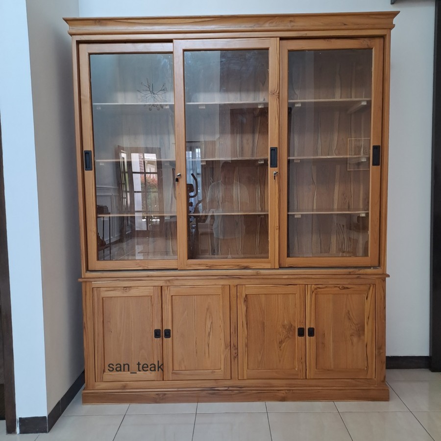 lemari minimalis kayu jati solid, lemari buku minimalis, lemari buku jati minimalis