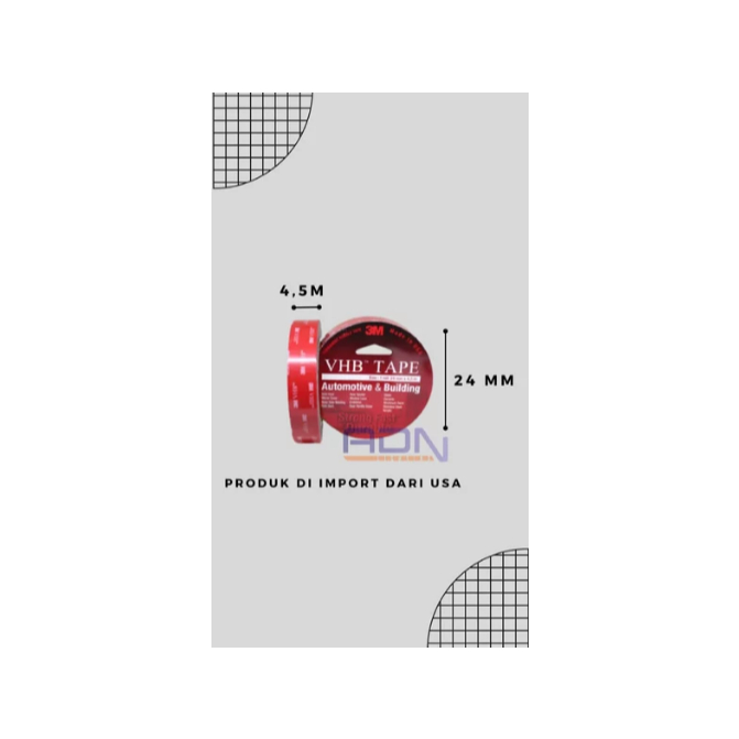 

Jual 3M VHB Double Tape 24mm x 4.5mtr