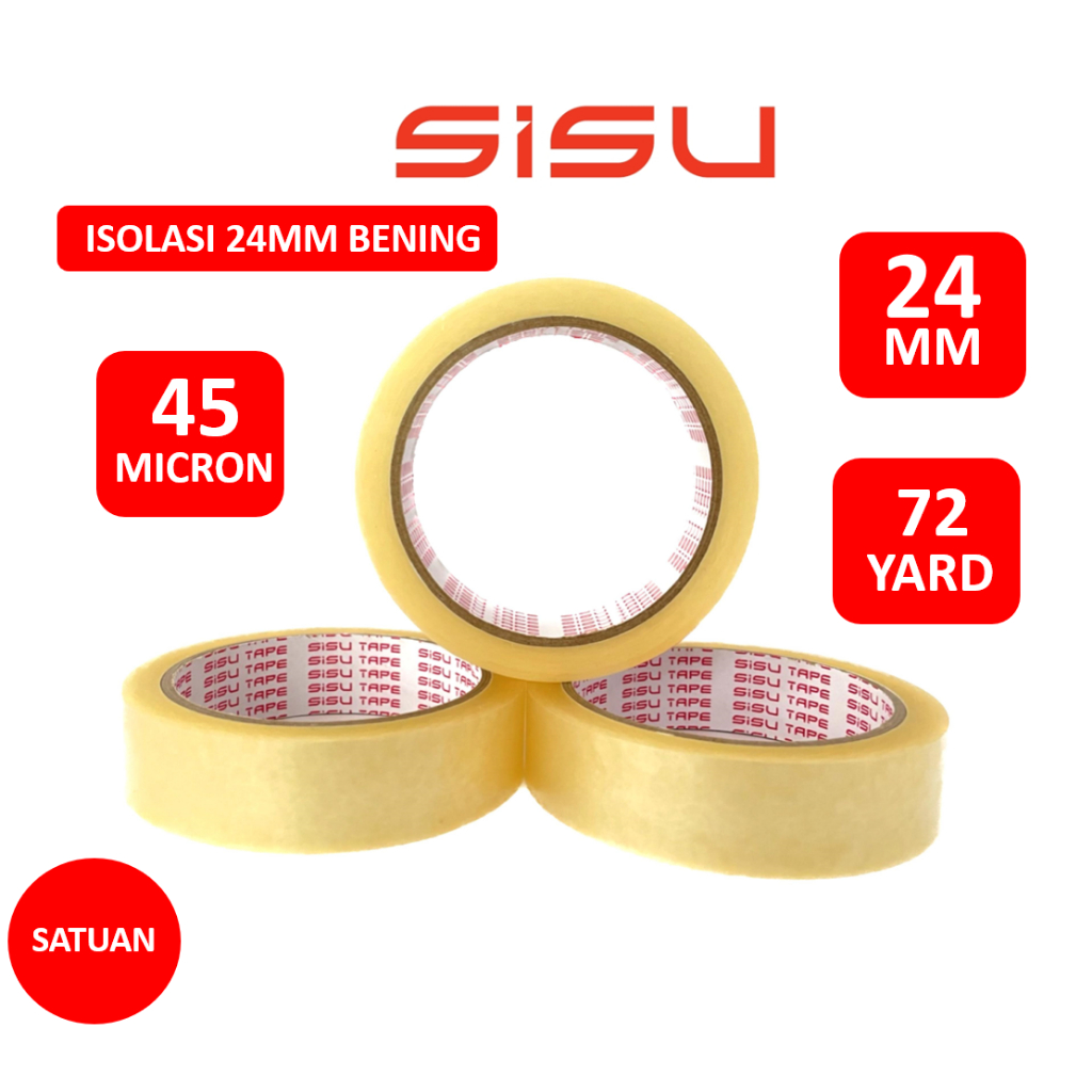 

Isolasi / Solatip Bening SISU Tape 24mm x 72Yard 1 Inch 1