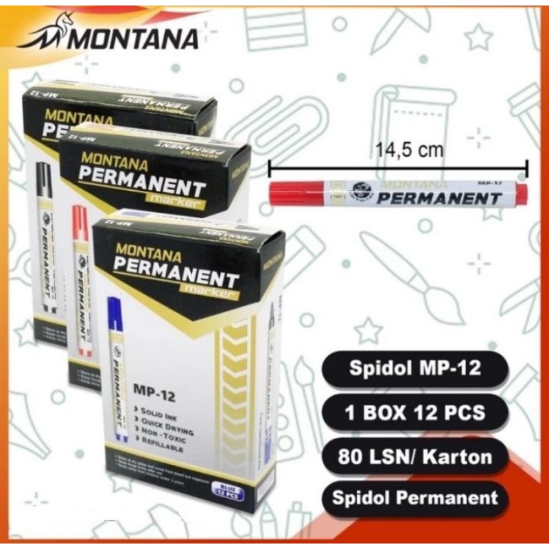 

spidol permanent Montana murah hitam 1 pack