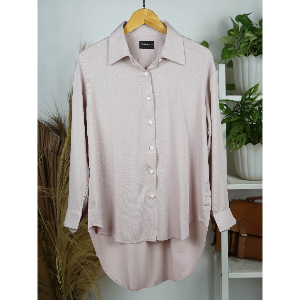 (NAJWA) KEMEJA / BAJU WANITA RAYON TWILL CREAM OVERSIZE