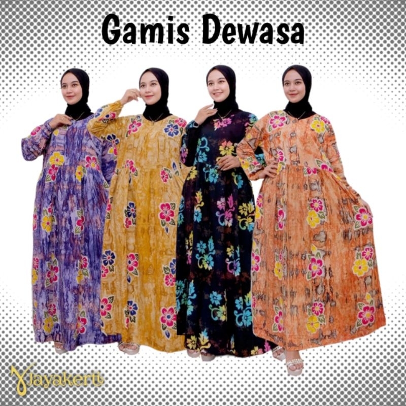 Jayakerti Gamis Wanita Modern Batik Cap Malaman Ori Sunan Longdress Kekinian Motif Bunga Asli Handma