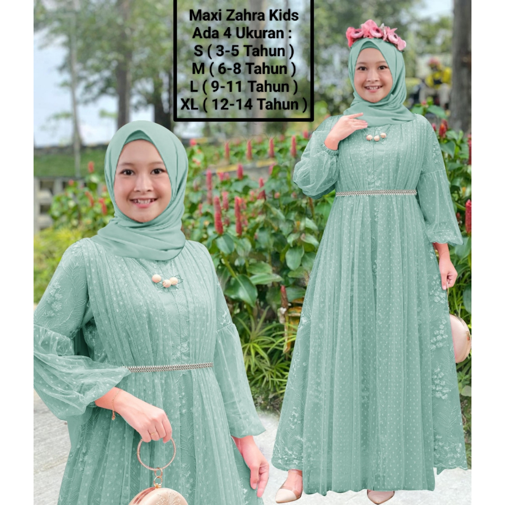 Pakaian Gamis Anak Perempuan Dan Remaja Abg Terbaru Kekinian Viral Model Tangan Balon/Maxi Zahra Kid