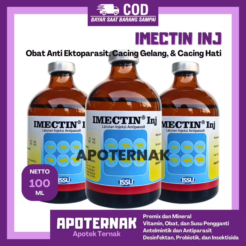 PROMO IMECTIN INJ 100ML - Obat Ektoparasit dan Endoparasi Lebih Murah dari Ivomec Super maupun