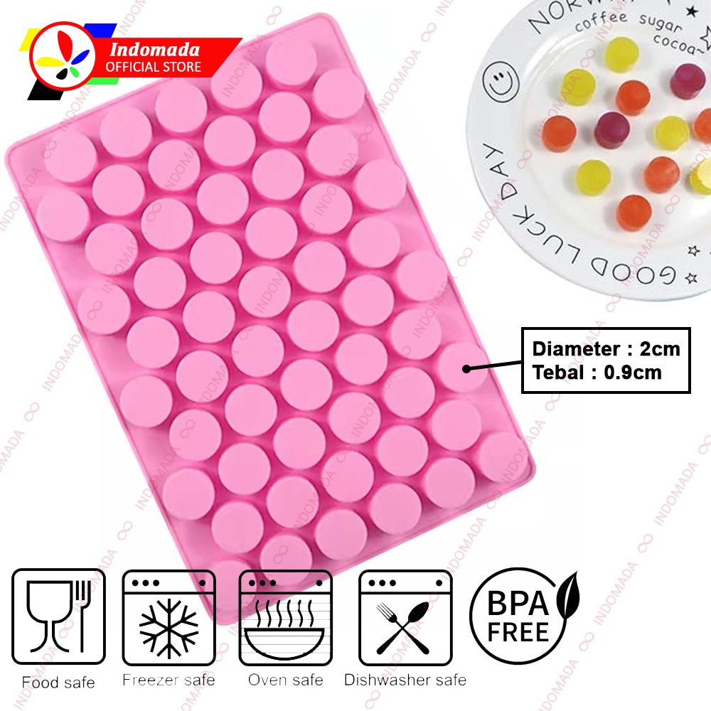 Indomada Cetakan Silikon Permen Coklat Puding Jelly Kue 55 Bulat Silinder Kecil 2 x 0.9 cm Coklat Es