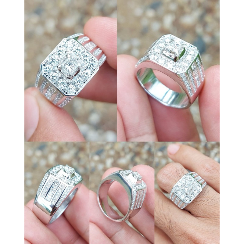 Cincin Cowo Emas Putih Berlian Eropa