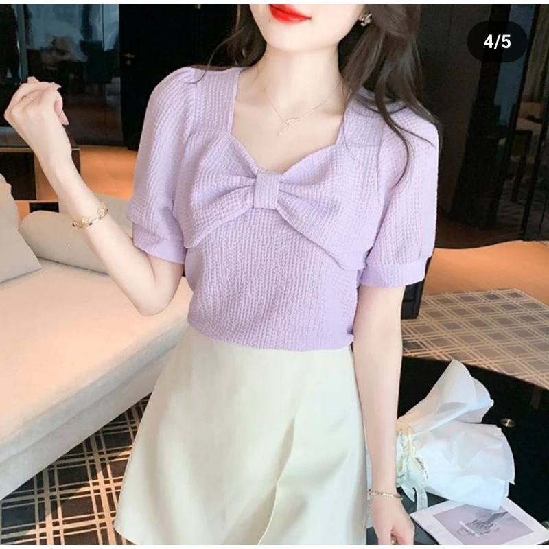 BLOUSE WANITA KOREA IMPORT HQ ungu lilac