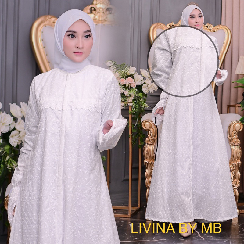 Gamis Ihrom Wanita Katun Bordir Full Furing Model Payung Minimalis Perlengkapan Haji dan Umrah