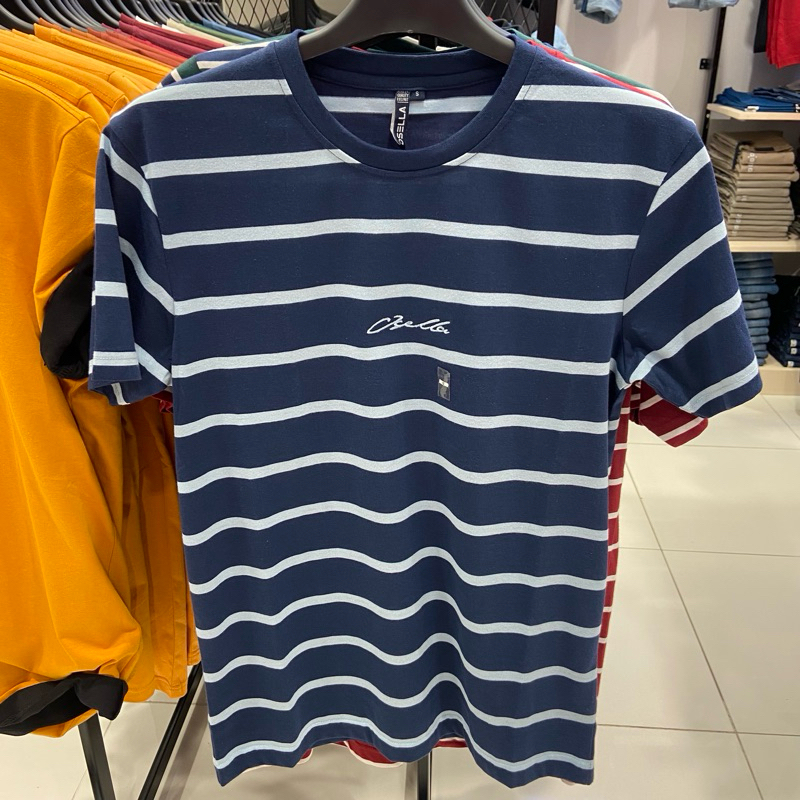 PROMO❗️OSELLA tshirt lengan pendek pria motif stripe bahan lembut dan nyaman