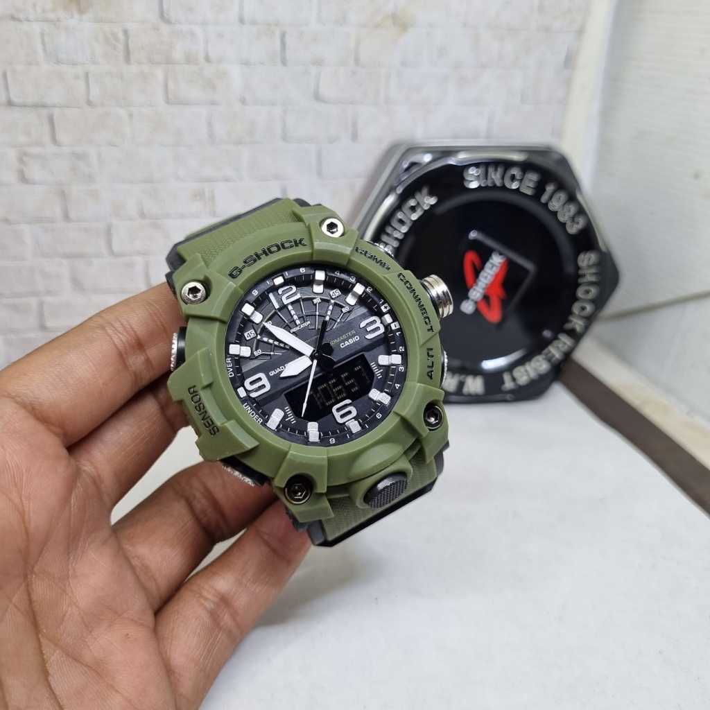 JAM TANGAN CASIO GSHOCK G SHCOK GPW3000 GPW 3000 TALI HIJAU ARMY DOBEL TIME DUAL TIME