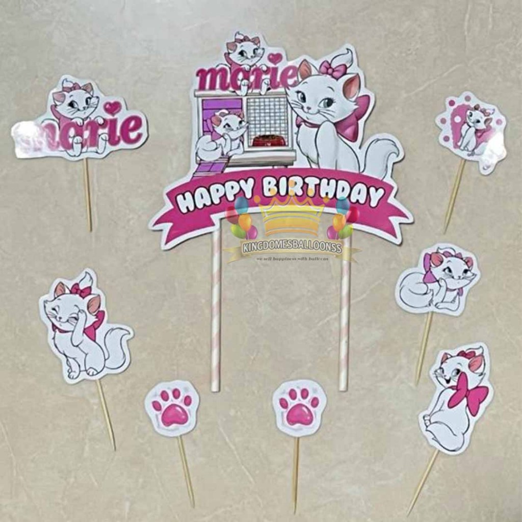 Topper Cake Custom Nama Marie Cat