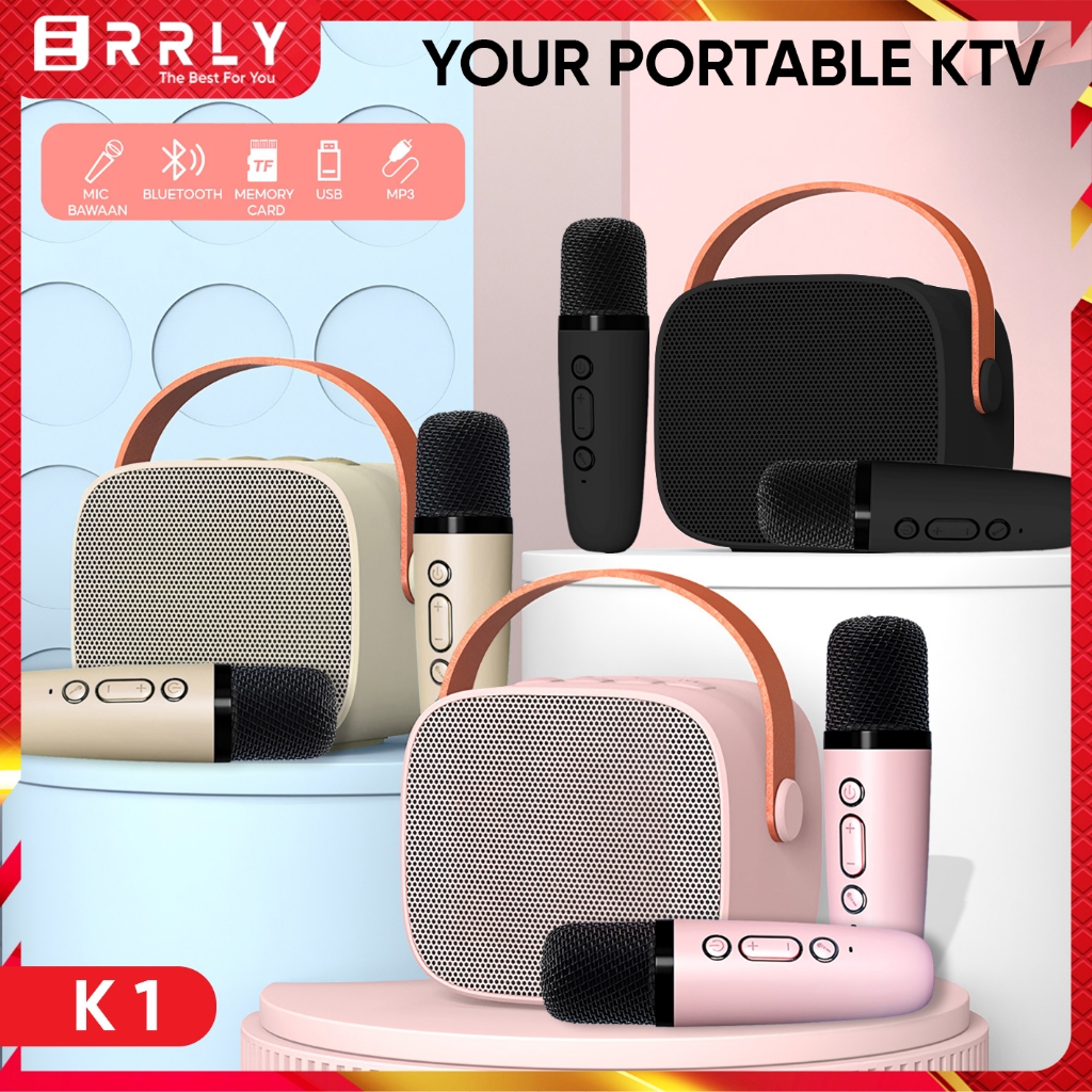 Speaker ERRLY K1 Speaker Microphone Macaron Mic Karaoke Speaker Bluetooth Wireless + Microphone K1