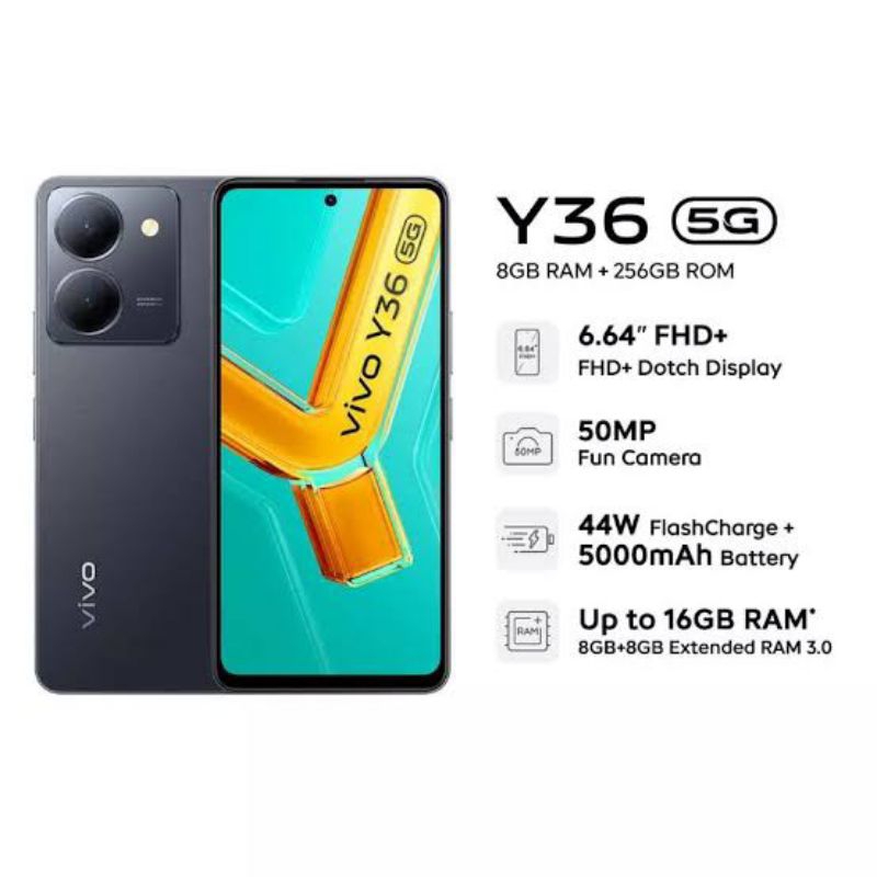 VIVO Y36 5G | VIVO Y 36 5G 8/256 GB ( RAM 8GB+8GB Extended ) GARANSI RESMI VIVO