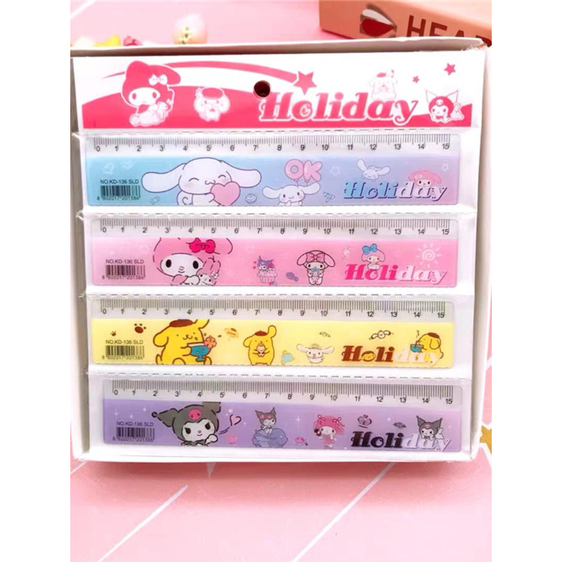 

4 PCS PENGGARIS GARISAN RULER 15CM KARAKTER SANRIO KUROMI GROSIR