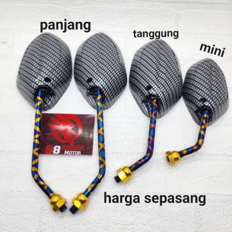 Spion Honda Beat Karbon Gagang Blue X Tanggung  Spion Karbon Variasi Honda Beat Vario Scoopy Supra B
