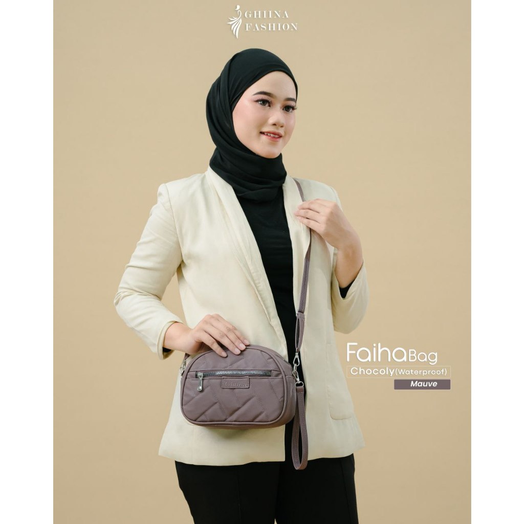 Faiha Bag Tali 2in1 / Ready Warna Grey (Abu), Mauve, Black (Hitam) / Tas Bahu / Tas Selempang Wanita