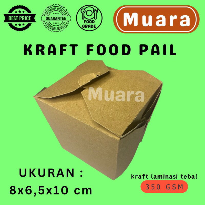 

Dos Kraft Food Pail / Kardus Box Kotak Nasi Kraft Size M Laminasi