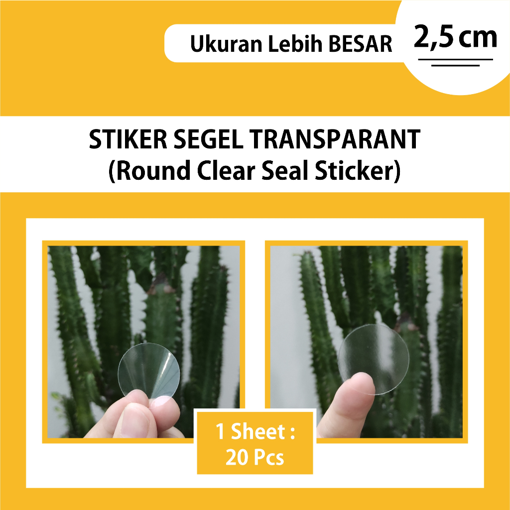 

20 Pcs Round Sticker Transparant (Stiker Transparan Untuk Segel) / Clear Seal Sticker