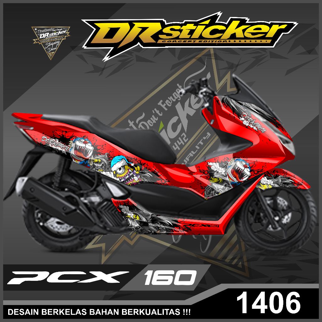 Decal Sticker Motor Honda Pcx 160 Motif Doraemon minion zombie Full Body Variasi Pelindung Body Bisa