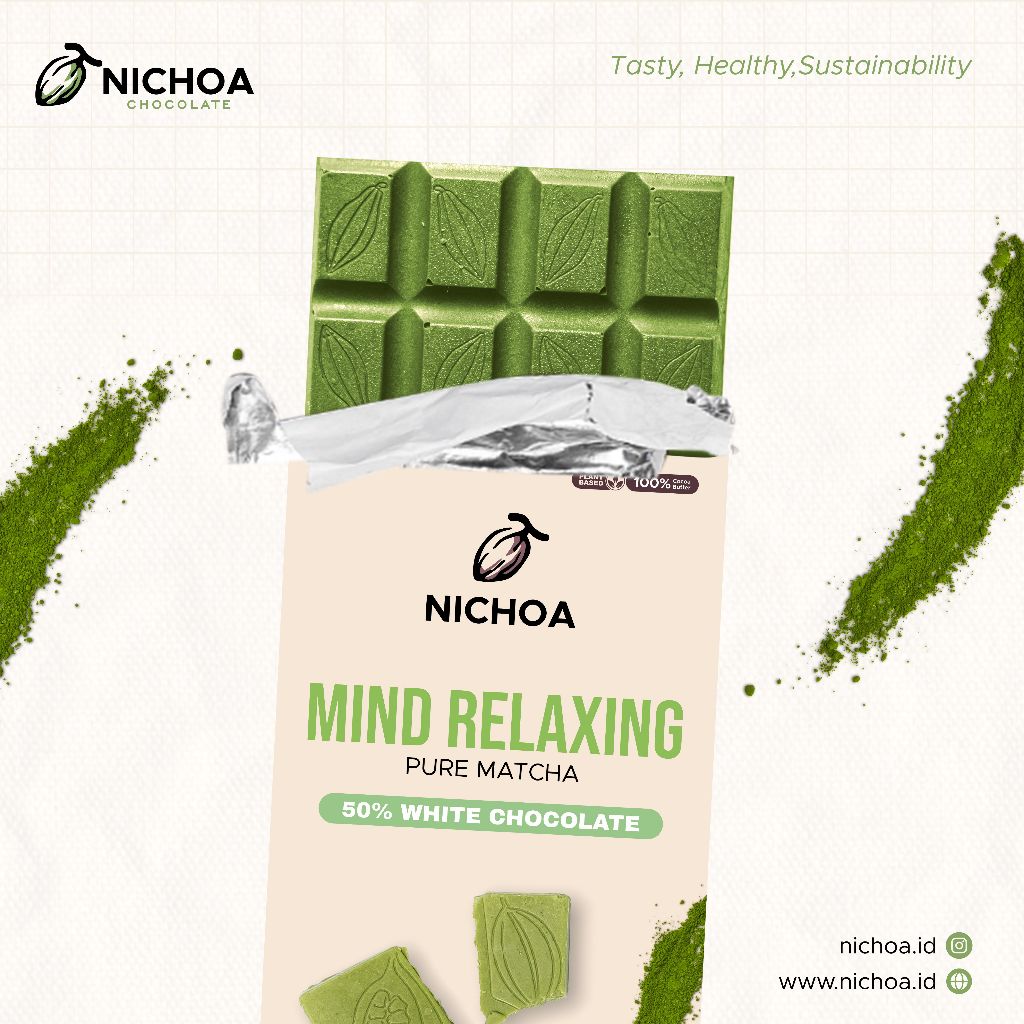 

Nichoa - Mind Relaxing (Matcha) 50% White Milk Chocolate