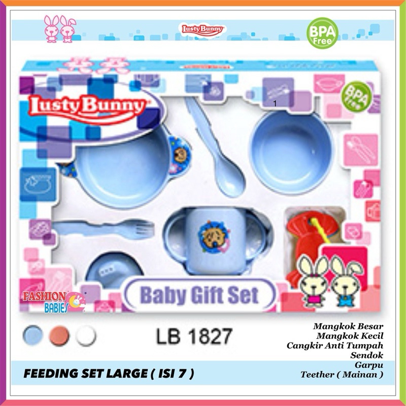 LUSTY BUNNY SET 7 IN 1 LARGE / FEEDING SET LB 1827 1828 / TEMPAT MAKAN SET BAYI / KADO