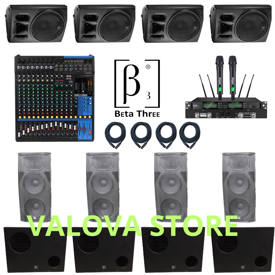 Paket 1 soundsystem outdoor Beta three + Mixer Original Yamaha MG16XU