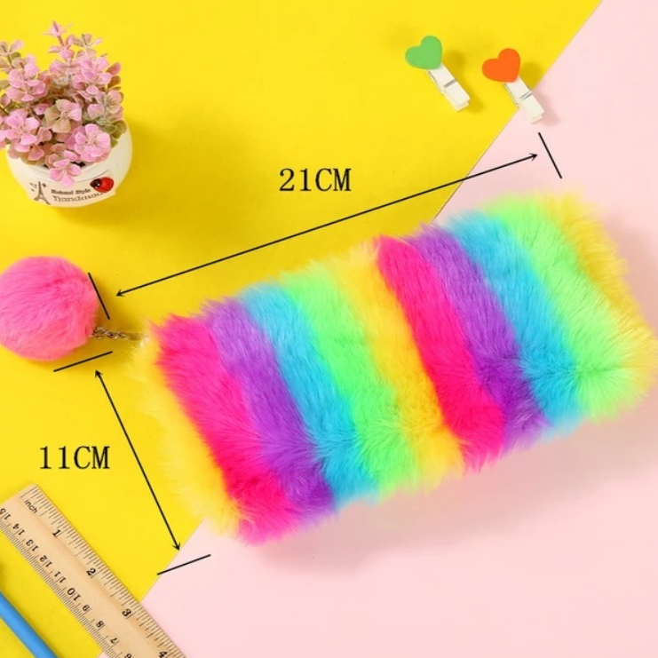 

UTAMAFANCY - KOTAK PENSIL BULU RAINBOW