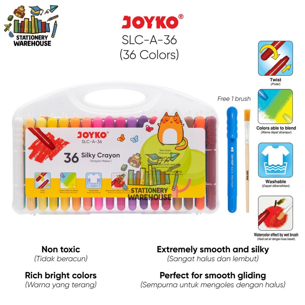 

Silky Crayon Krayon Halus Joyko SLC-A SLC-A-12 SLC-A-24 SLC-A-36 SLC-A-48 12 , 24 , 36 dan 48 Warna