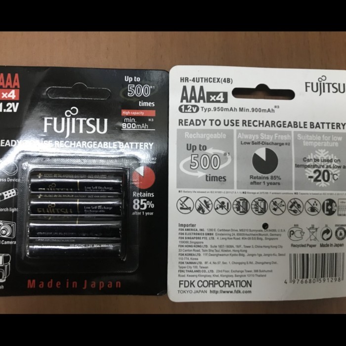 Baterai Cas Fujitsu 950mah AAA Batre Charger A3 Fujitsu 950Mah Isi 4