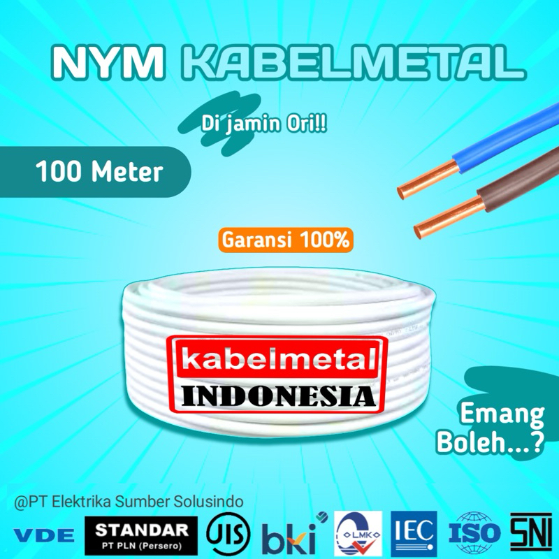 Kabel Metal listrik NYM 2x2,5 mm2 - Kabel listrik kawat tunggal tembaga murni
