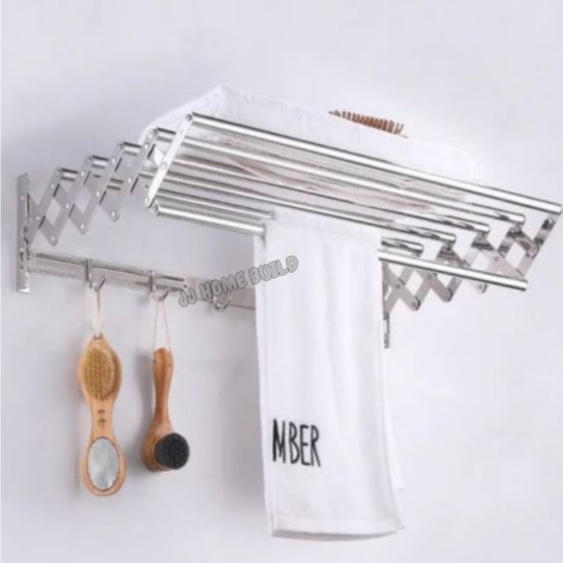 Gantungan Handuk Tarik Stainless 60cm/Rak Handuk Tarik Stainless