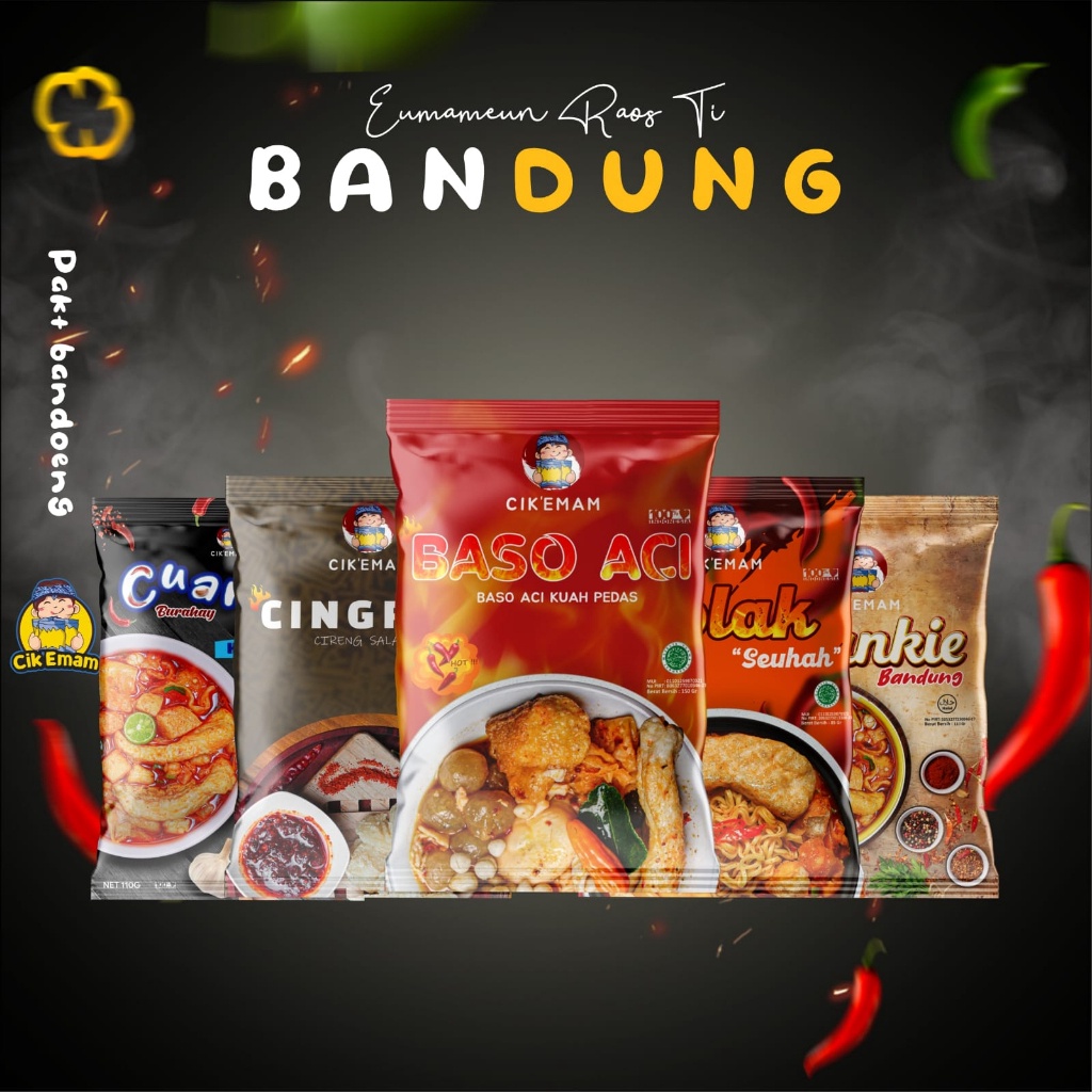

HARGA GROSIR CikEmam Paket Bandoeng Cuankie Burahay Cuankie Bandoeng Baso Aci Seblak Cingrea serbuuu
