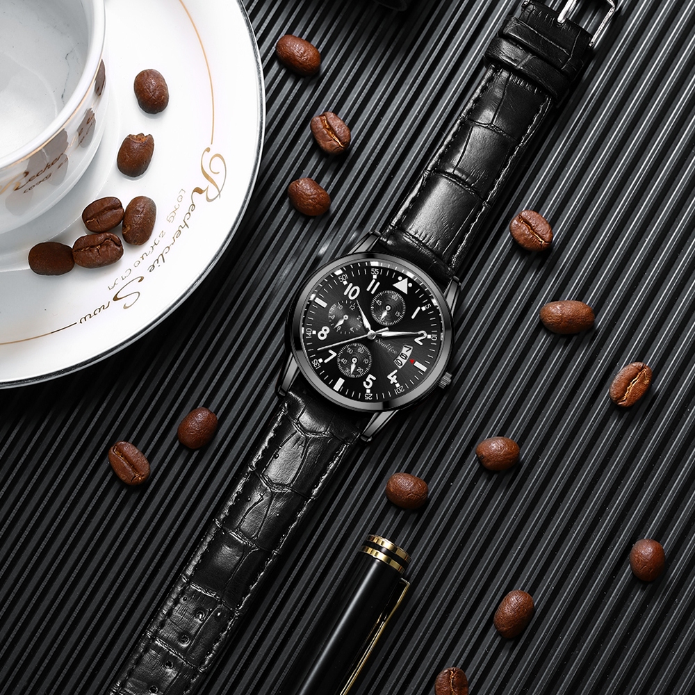 Sunlifex Jam Tangan Pria 7004 Original Anti Air Kuarsa Tali Kulit Jam Tangan Cowok-1