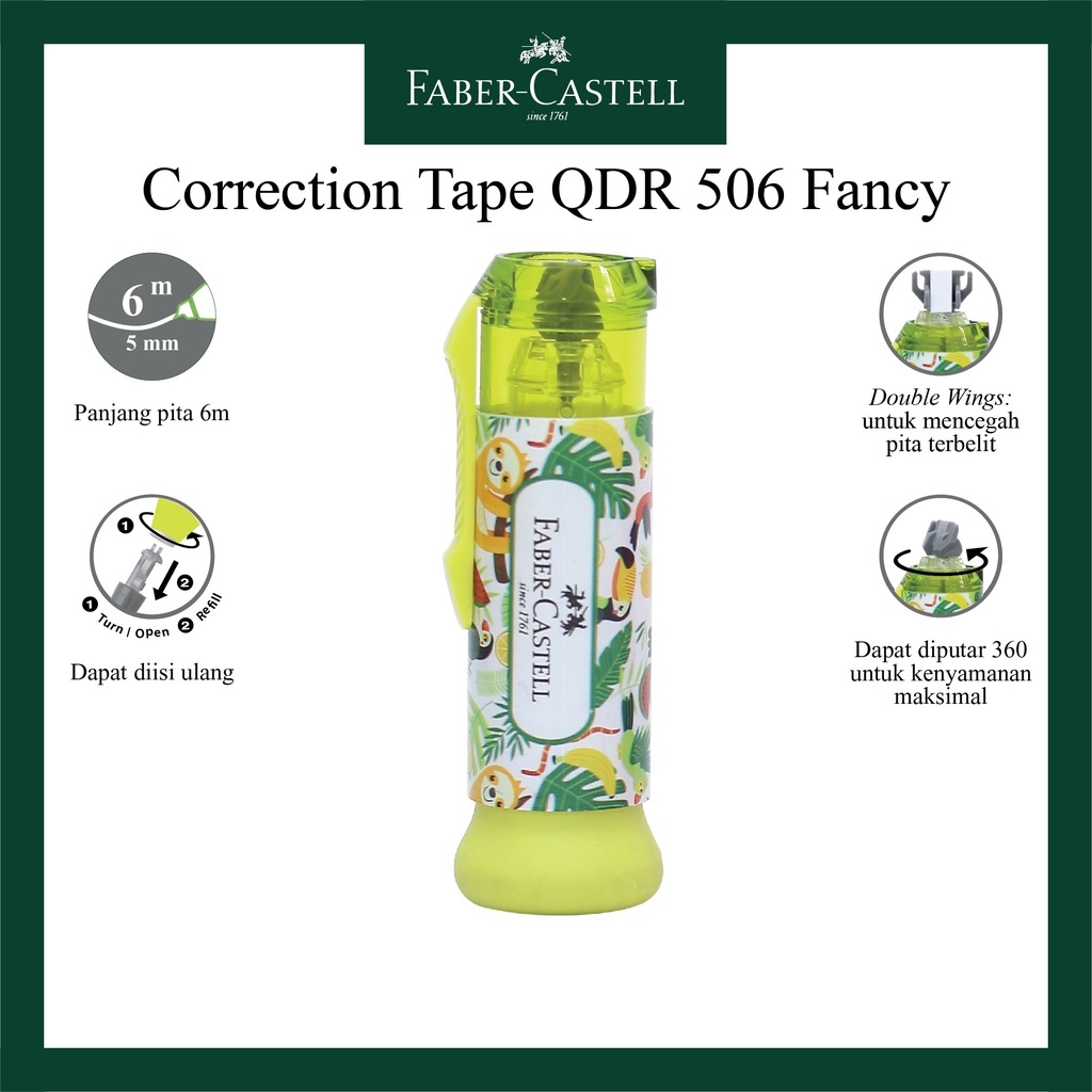 

CORRECTION TAPE / TIP EX KERTAS FABER CASTEL QDR506 YELLOW SLOTH