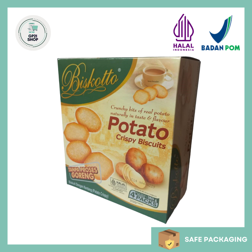 

Biskotto Potato Crispy Biscuits 360gr Box - Biskitop Biskuit Kentang Gurih Renyah Snack Cemilan Murah Enak