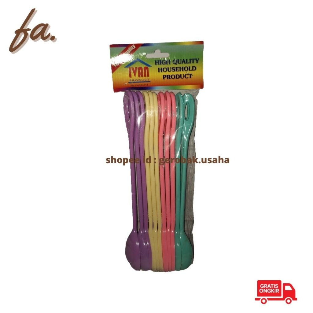 Sendok Es Plastik (12 PCS) / Sendok Jus / Sendok Aduk /Sendok Es Jus Buah / Sendok Panjang