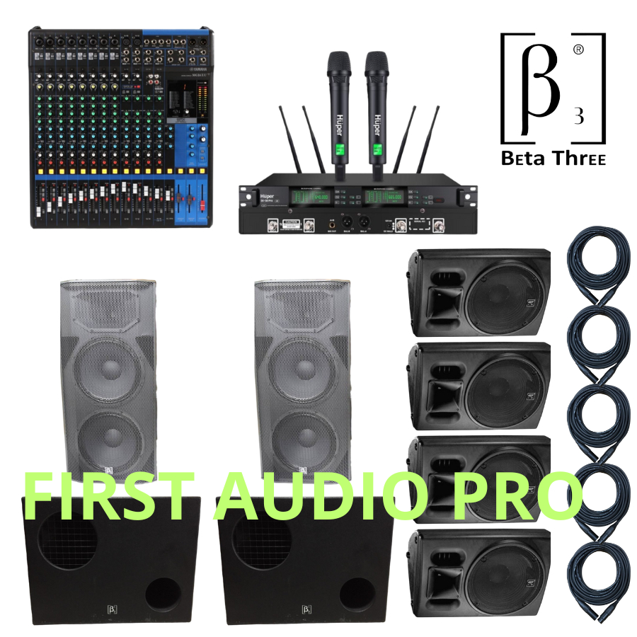 Paket 3 soundsystem outdoor Beta three + Mixer Yamaha MG16XU Original