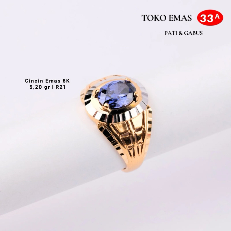 Toko Emas 33A - Cincin Pria Permata Emas 8 Karat