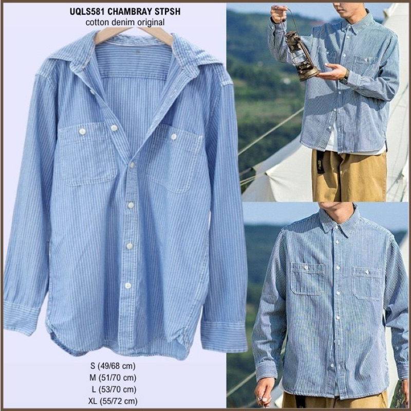 Kemeja Pria Uqls 581 Chambray Stpsh