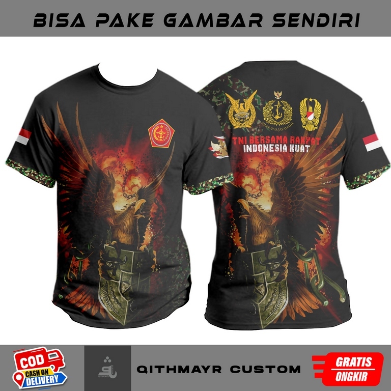 kaos TNI AD / baju TNI AL AU kaos olahraga bahan premium lengan panjang
