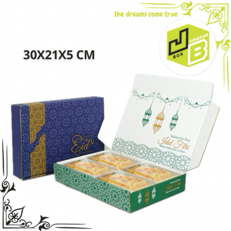 

Box 30x21x5 cm (kuker toples 250 gr kotak isi 4) kardus /kue /karton /kue kering /kuker /hampers /idulfitri /fitri hijau /eid /eidmubarrak /