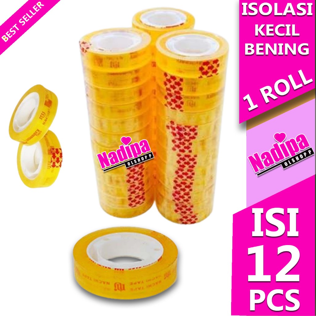 

SOLASI/ISOLASI/LAKBAN KECIL 1 ROLL ISI 12 PCS NADIPA OLSHOPP