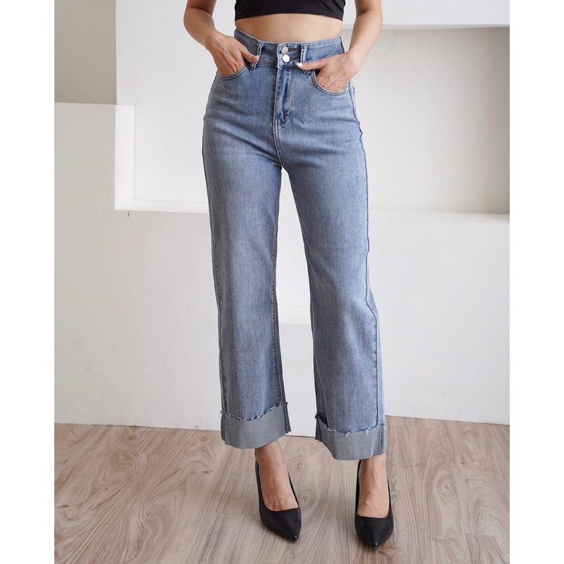 BibsHWSKIN9520 fit BB 40-65 kg size 27-31 celana boyfriend wanita stretch celana kulot wanita melar 