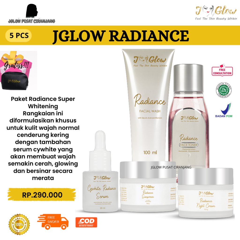 Jglow Paket Radiance /Paket Super Whitening Paket Perawatan Wajah Kusam