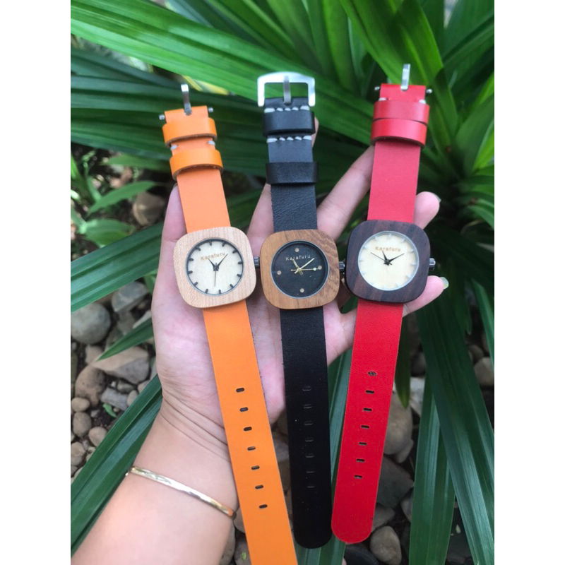 Jam tangan kayu unik pria wanita unisex