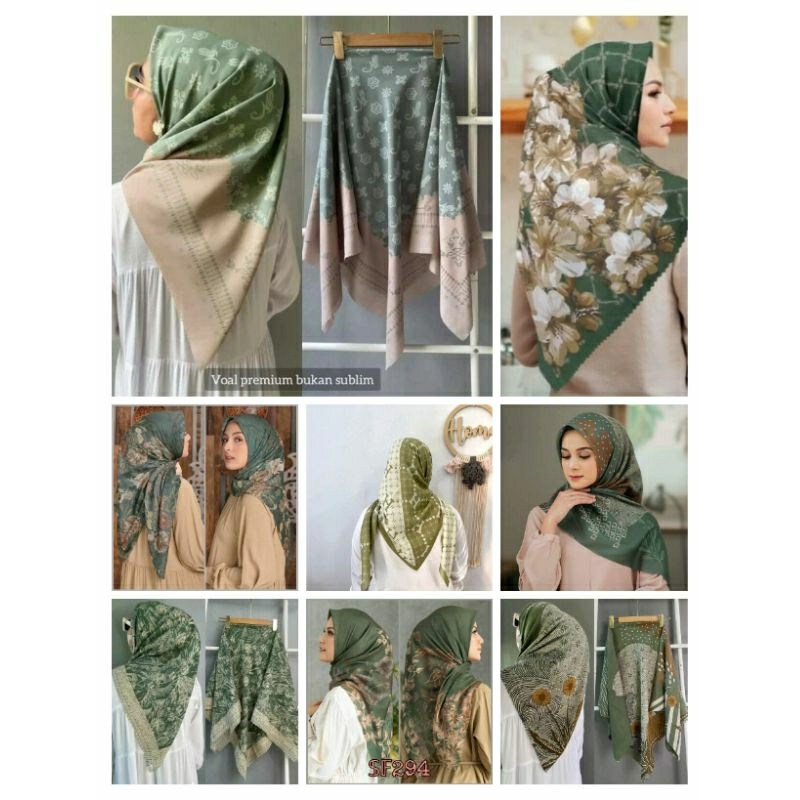 part 2 hijab segi empat motif denay voal premium jilbab lasercut hijab jipper kerudung serie hijau